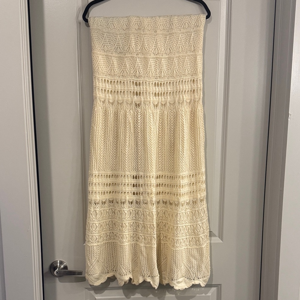 Chic Cream Lace Midi Skirt